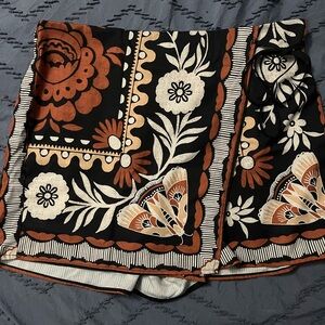 SHEIN Black and Orange Patterned Skort